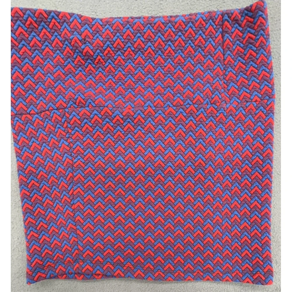 Women Mini Skirt M‎ Red Blue Pencil Geometric Stretch Pull On Casual Party Fun